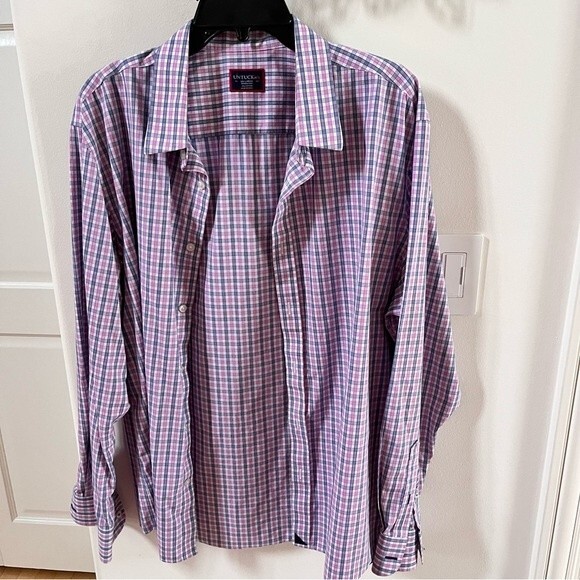 Untuckit Wrinkle-Free Dolcetto Shirt Pink Blue & White Check  XXL - Picture 3 of 15